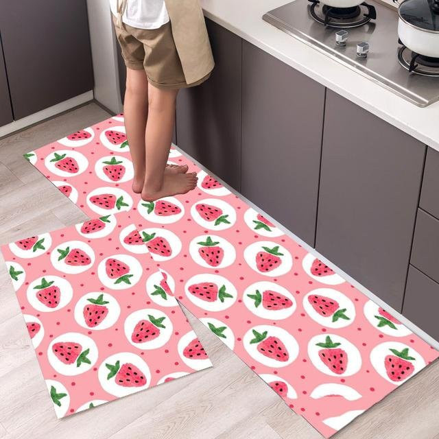 Yiran Furniture Küchenbodenmatte im nordischen Stil mit Streifen, Pink, B/T: 40 x 60 cm und 40 x 120 cm - Bild 1