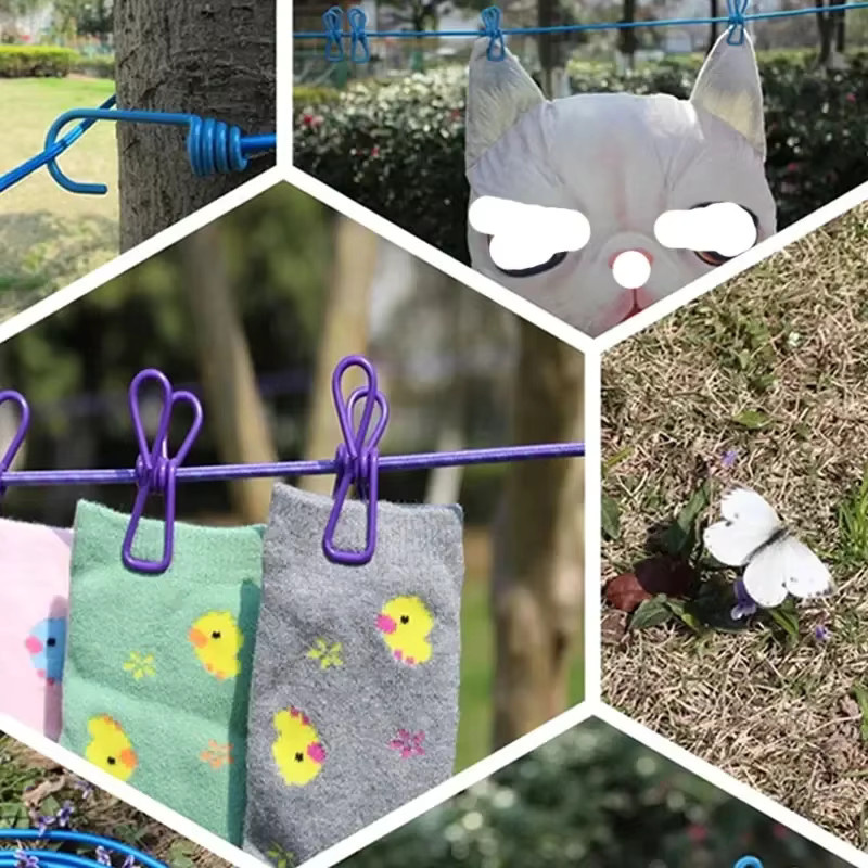 4M Outdoor Camping Stretch-Wäscheleine in Rot mit 12 Clips, dehnbare Reise-Wäscheleine für unterwegs, Länge: 4 m - Bild 4