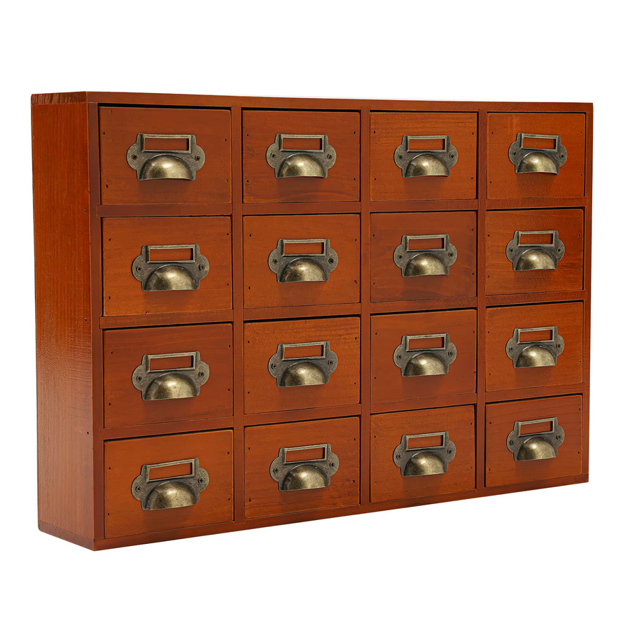 Bymaocar Aufbewahrungsschrank aus Holz mit 16 Schubladen und Schränken als Kräuter-Aufbewahrungsbox und Schreibtisch-Organizer - Bild 2