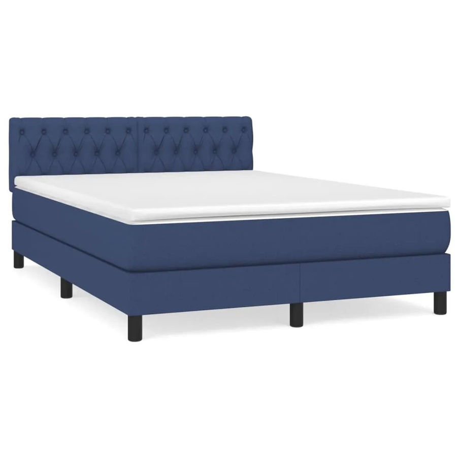vidaXL Boxspringbett mit Matratze Blau, Hybridbett mit Taschenfedern aus Stoff, B/T/H: 140 x 200 cm - Bild 2