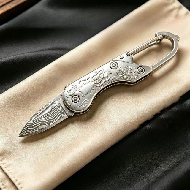 NSOUR Mini Damaszener Messer Kleiner Goldfisch Design in Silber aus Stahl - Bild 1