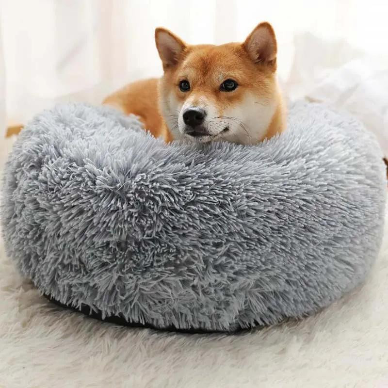 Rundes Plüsch Haustierbett für Hunde und Katzen aus Mikrofaser und Vlies mit abnehmbarem Bezug, Durchmesser: 40 cm - Bild 2