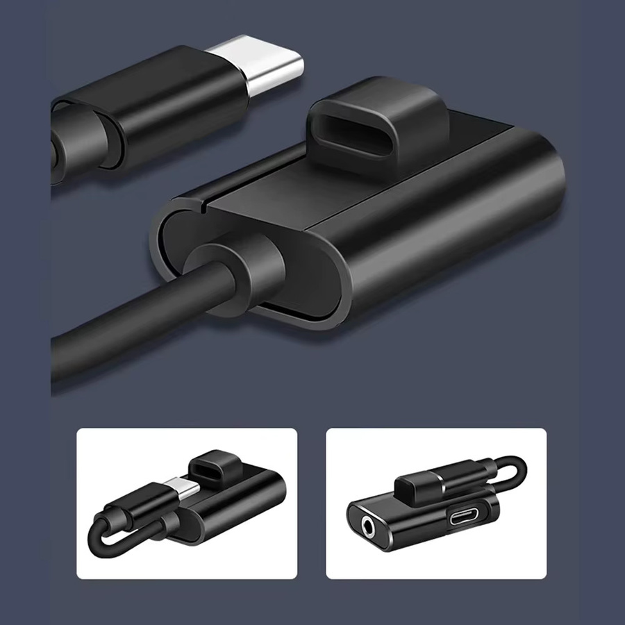 2 in 1 USB-C auf 3,5 mm Klinke Audio Adapter Schwarz für Xiaomi und Huawei - Bild 3