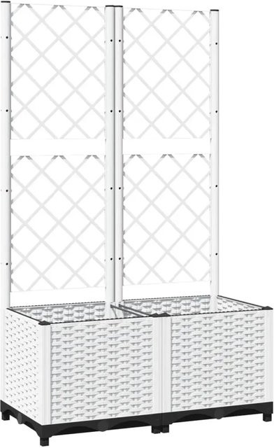 vidaXL Pflanzkübel mit Rankgitter aus Polypropylen in Weiß, B/T/H: 80 x 40 x 136 cm - Bild 1