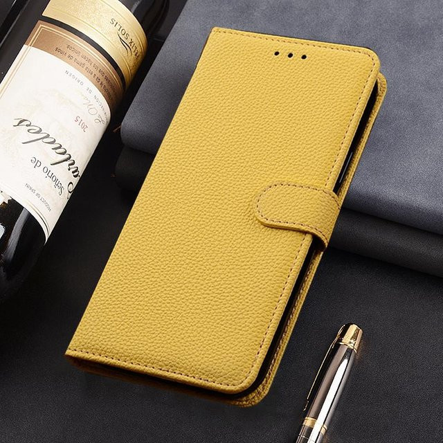 Matte Leder-Brieftasche Flip Handyhülle mit Ständerhalterung für Samsung Galaxy S24 Ultra Plus, A55, A35, A25, A15, A05, A05S, M34 in Gelb - Bild 1