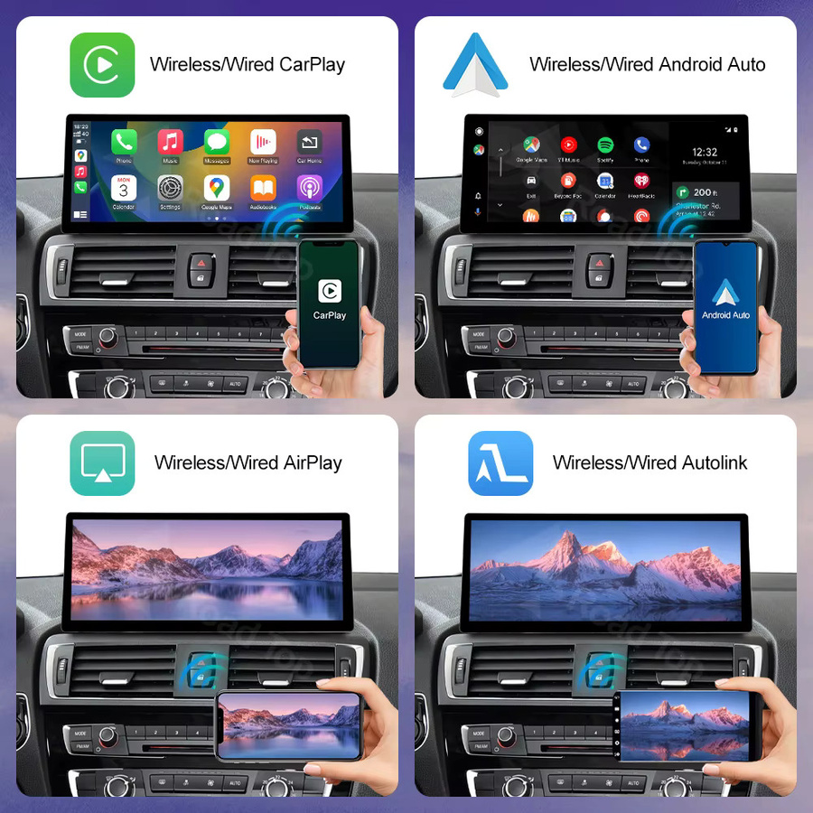 Road Top 12,3 Zoll Ultra-Thin Multimedia-Player mit Wireless CarPlay und Android Auto für BMW Serie 1/2 F20 F21 F22 F23 F45 F46 in Schwarz - Bild 4