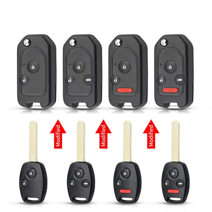 KEYYOU Ersatz Gehäuse für Honda Fit CRV Civic Insight Ridgeline HRV Jazz Accord 2003-2013, Remote Key Shell Fob Case, Schwarz - Bild 1