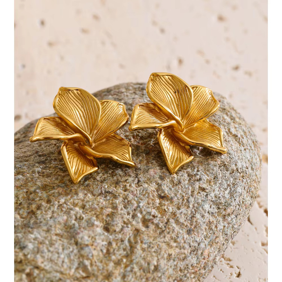 Yhpup Blumen-Ohrstecker, Edelstahl, 18 Karat PVD-beschichtet - Bild 3