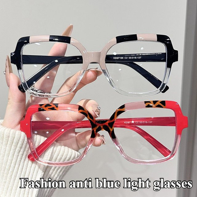 Quadratische Korrektionsbrille mit Blaulichtfilter, Unisex, Vollrand, Kunststoff, kontrastfarben - Bild 1