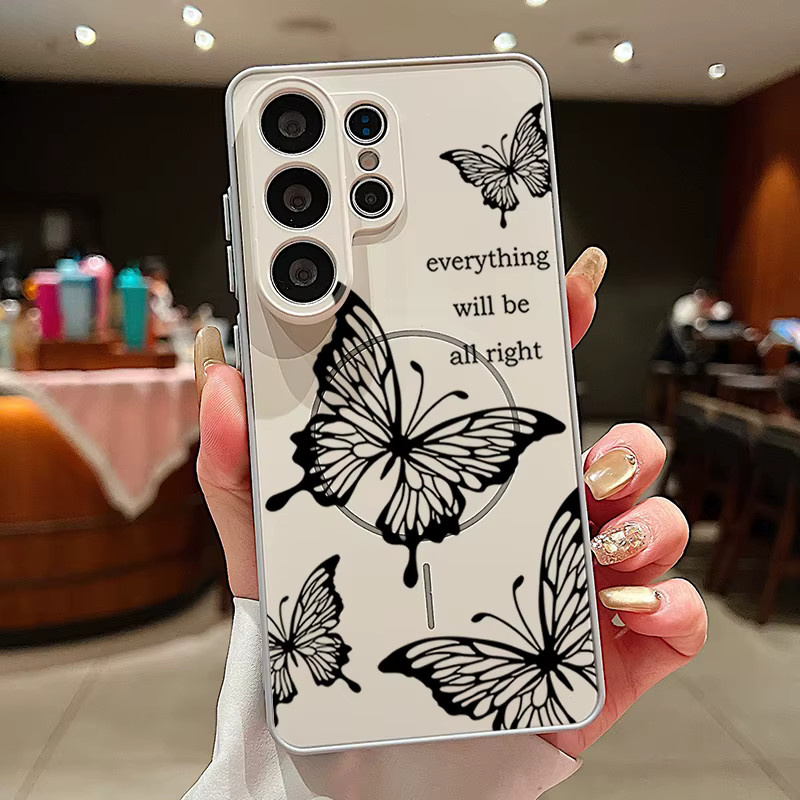 Magnetische Handyhülle mit Schmetterlingsmuster für Samsung Galaxy S25 S26 Ultra S24 S23 FE A56 A37 A16 A55 A15 A36 A54 in Pink - Bild 4