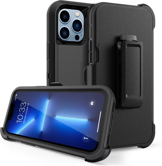 3in1 Heavy Duty Rugged Armor Schutzhülle für Apple iPhone 16 15 14 13 12 11 Pro Max Plus Mini in Schwarz und Rot - Bild 1