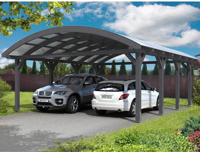 Skan Holz Carport Franken Bogendach Schiefergrau B/T: 635 x 755 cm, Höhe: 325 cm - Bild 1