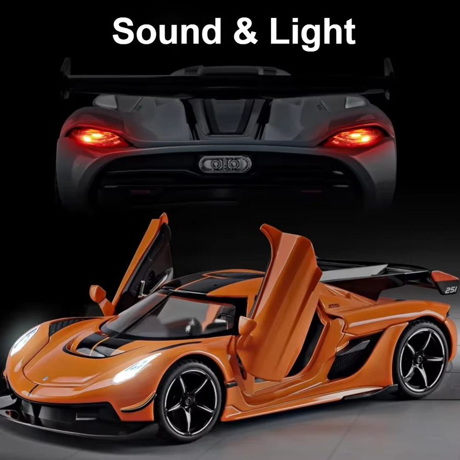 MAKEDA Jesko Super Auto Modell, Sportwagen, Metall, mit Musik, grau - Bild 6