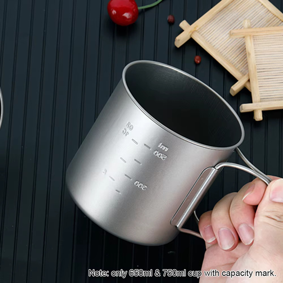 TOMSHOO Ultraleichter Titanbecher mit faltbarem Griff für Camping und Outdoor, 650 ml - Bild 3