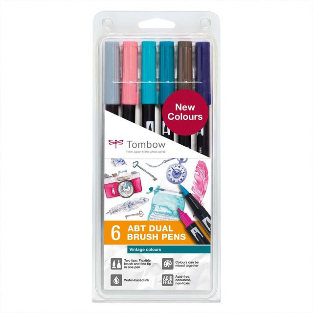 Tombow ABT Dual Brush Pen Set Vintage Colours in Multicolour mit Brush-Spitze - Bild 1