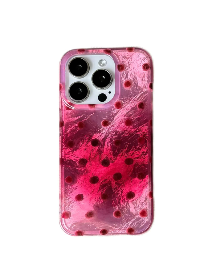 Schutzhülle mit Himbeerpulver-Wellenpunkt-Design und Glacial-Textur für iPhone 12, 13, 14, 15, 16 in Pink - Bild 6