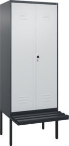 C+P Spind Classic PLUS Schwarz-Weiß-Bank mit 2 Abteilen, Sitzbanktyp auskragend, B/T/H: 212,0 x 80,0 x 81,5 cm - Bild 1