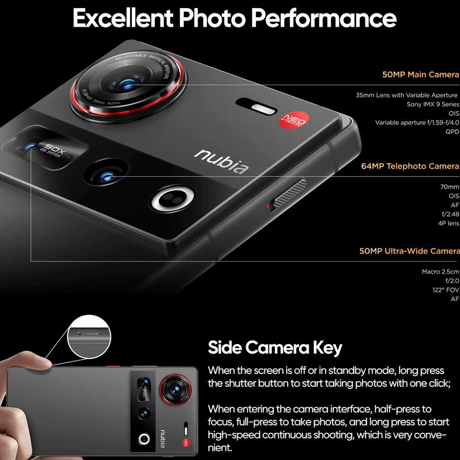 nubia Z70 Ultra 5G Global Smartphone mit Snapdragon 8 Elite, 144Hz OLED Display, 64MP Kamera und Android 15 in Gelb - Bild 3