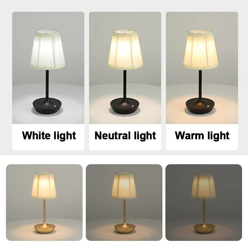 Dimmbare LED-Tischlampe von lyfs im orientalischen Stil mit Stofflampenschirm und USB-Wiederaufladung für dein Schlafzimmer - Bild 3