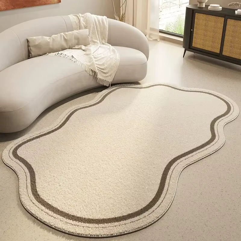 VIKAMA Wabi-Sabi Shaggy Teppich in Off-White mit unregelmäßiger Textur und rutschfester Unterseite für Wohnzimmer und Schlafzimmer - Bild 2
