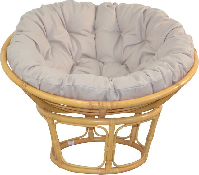 Papasansessel von möbel direkt online in Beige mit Kissen aus Rattan, Durchmesser: 100 cm - Bild 1