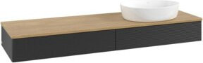 V&B Waschtischunterschrank Antao mit Frontstruktur in Eiche Honigbraun lackiert, B: 160 cm, T: 50 cm - Bild 1