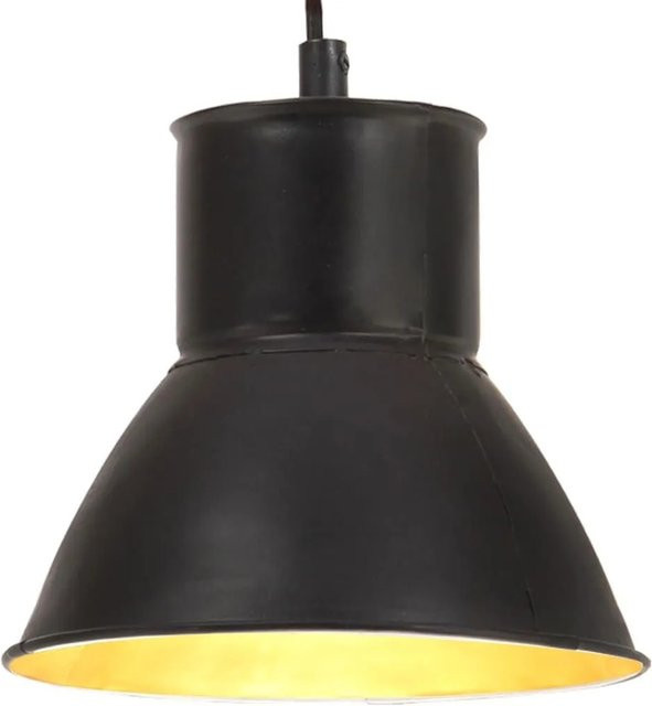 vidaXL Hängelampe in Schwarz aus Eisen im Industriestil, rund, E27, Durchmesser: 17 cm - Bild 1