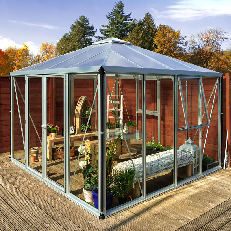 Vitavia Gewächshaus-Pavillon Fortuna aus eloxiertem Aluminium mit 3 mm ESG-Glas und 10 mm HKP, 10,2 m² - Bild 3