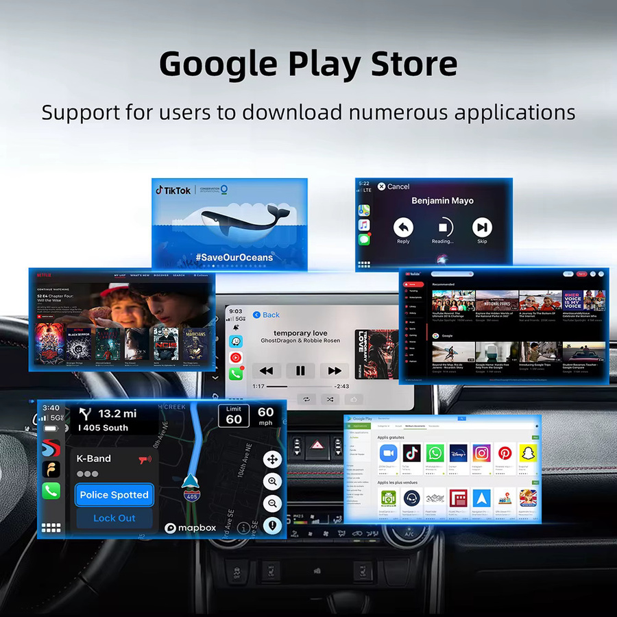 ANYFAR Android 13 AI TV Box mit Wireless CarPlay und Android Auto, QCM6115 8-Core, 64G/128G, Schwarz - Bild 5