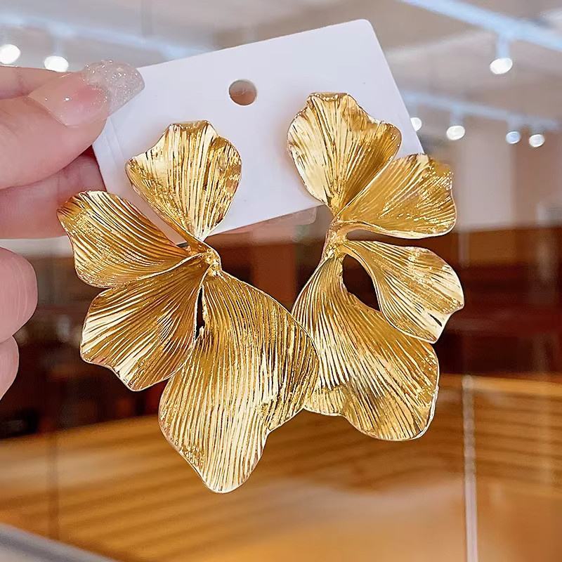 DAIZHEMEI Ohrringe, Blütenblatt-Blume, Gold, Damen - Bild 2