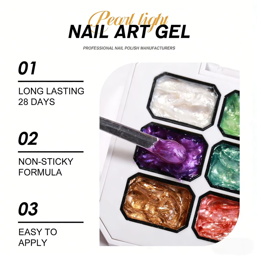 HONEY GIRL Nagellack, 9-Farben Glitzer Perlglanz, Schimmernd, 01 - Bild 2