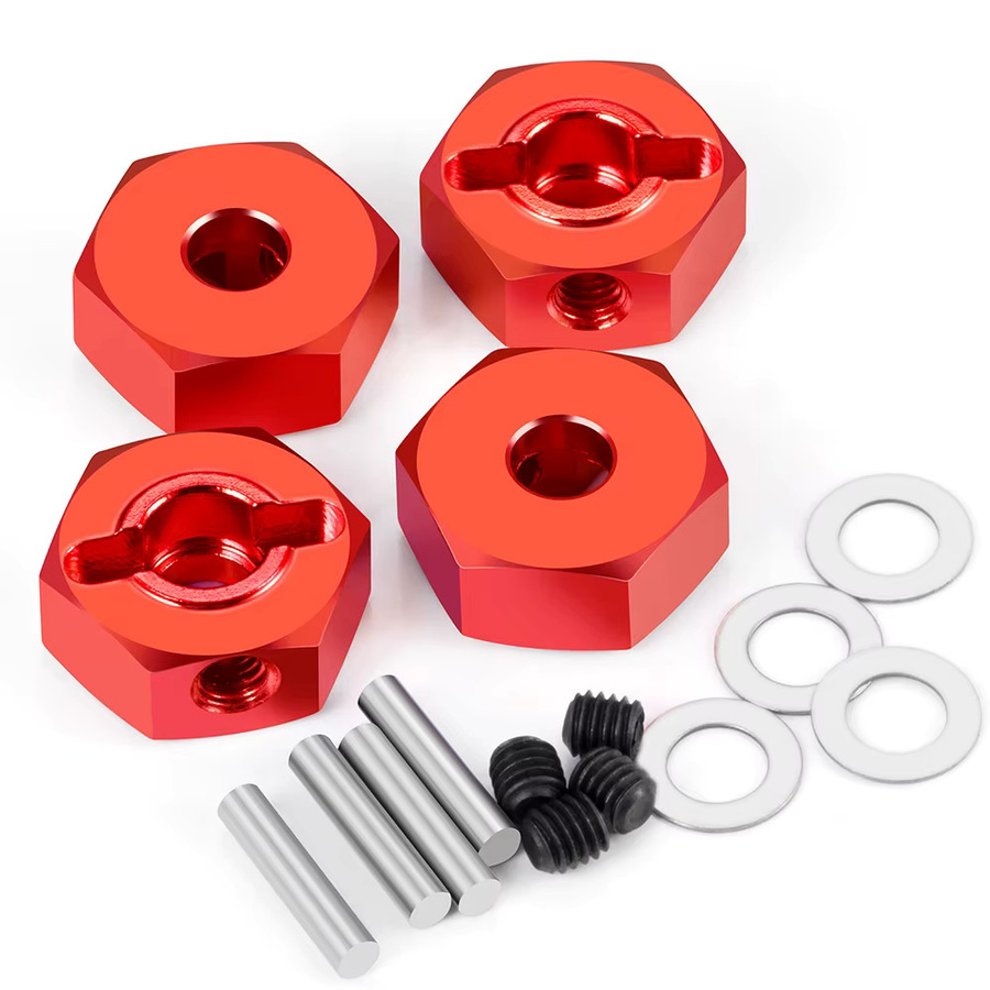 YEAHRUN Aluminiumlegierungsadapter für Tamiya TT02 1/10 RC Drift Car, 4-teiliges Set, Rot, Metall - Bild 2