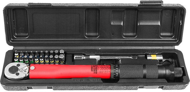 Einstellbares Drehmomentschlüssel Set mit 1/4 Zoll Antrieb, 2-24 N.m, Farbe Rot für Fahrrad, Motorrad und Auto Reparatur - Bild 1