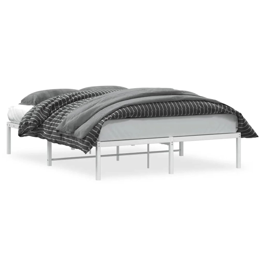 vidaXL Bettgestell aus Metall in Weiß, klassisches Design, B/T: 135 x 190 cm - Bild 2