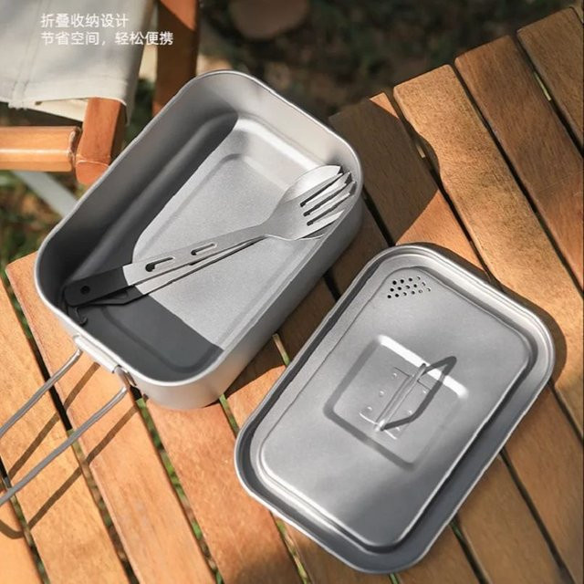 Xbees Outdoor Titan-Lunchbox aus Titan, 900ml rechteckige Camping-Kochbox für Picknicks - Bild 1