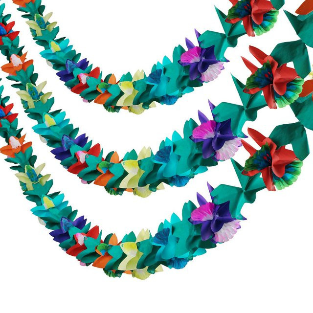 ZQNYCY Hibiskus-Blumengirlande aus Papier in Multicolour als tropische Hängeornamente für Sommerpartys, Hochzeiten und Geburtstage - Bild 1