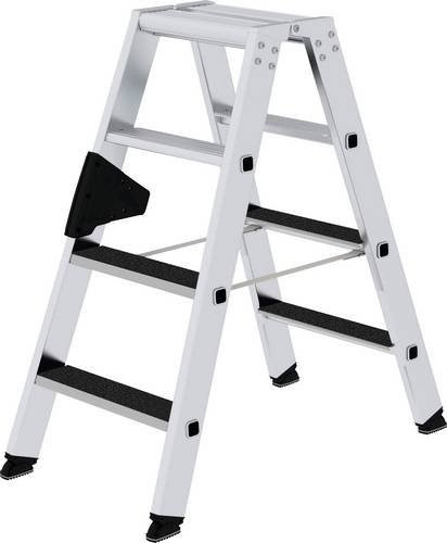 MUNK Günzburger Steigtechnik Aluminium Stehleiter Clip-Step R13 beidseitig begehbar in Silber mit einer maximalen Arbeitshöhe von 2,5 m - Bild 1