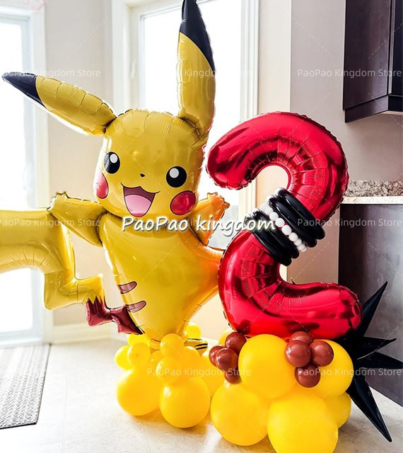 Potdemiel Folienballons Set mit Pikachu, Charmander, Squirtle, Bulbasaur und Pokeball für Kindergeburtstag Party Dekoration, Mehrfarbig - Bild 1