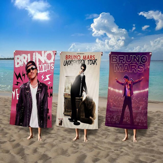 Singer B-Bruno M-Mars Mikrofaserdecke als saugfähiges und schnell trocknendes Strandtuch in Übergröße - Bild 1