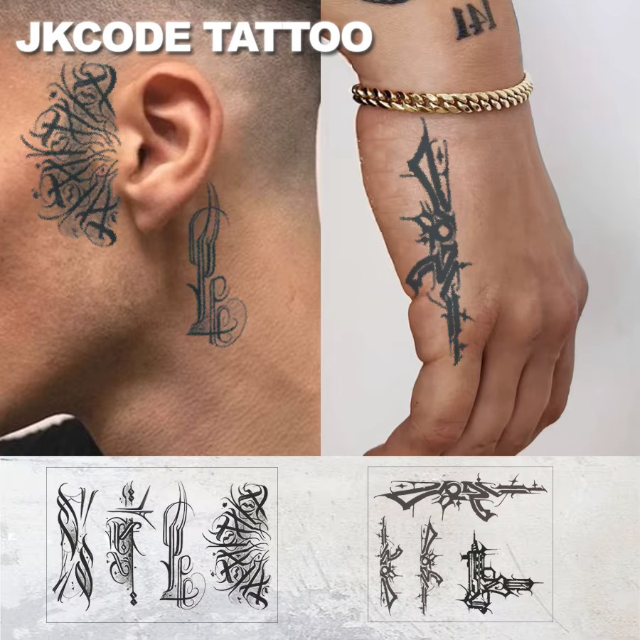 JKCODE TATTOO Temporäre Tattoo-Aufkleber, Graffiti-Stil, wasserdicht - Bild 2