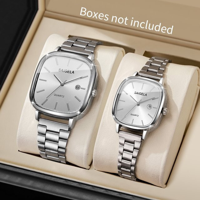 yolako Uhren-Set, Armbanduhren, Quarz, Edelstahl, eckig, Weiß, Unisex - Bild 1