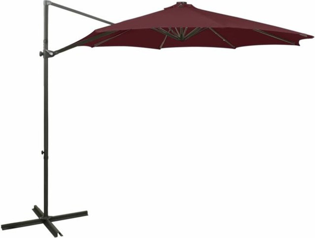 vidaxl Ampelschirm mit LED-Beleuchtung in Bordeauxrot mit 300 cm Durchmesser aus Aluminium und Polyester - Bild 1