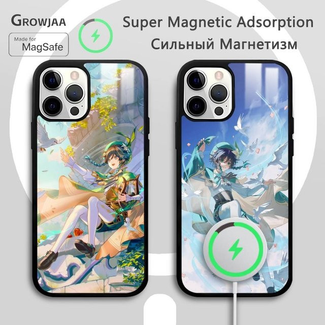 Venti Genshin Impact Handyhülle mit MagSafe Spiegel und Wireless Magnetic Funktion für Apple iPhone 11 bis 17 Pro Max Plus Mini, Mehrfarbig - Bild 1