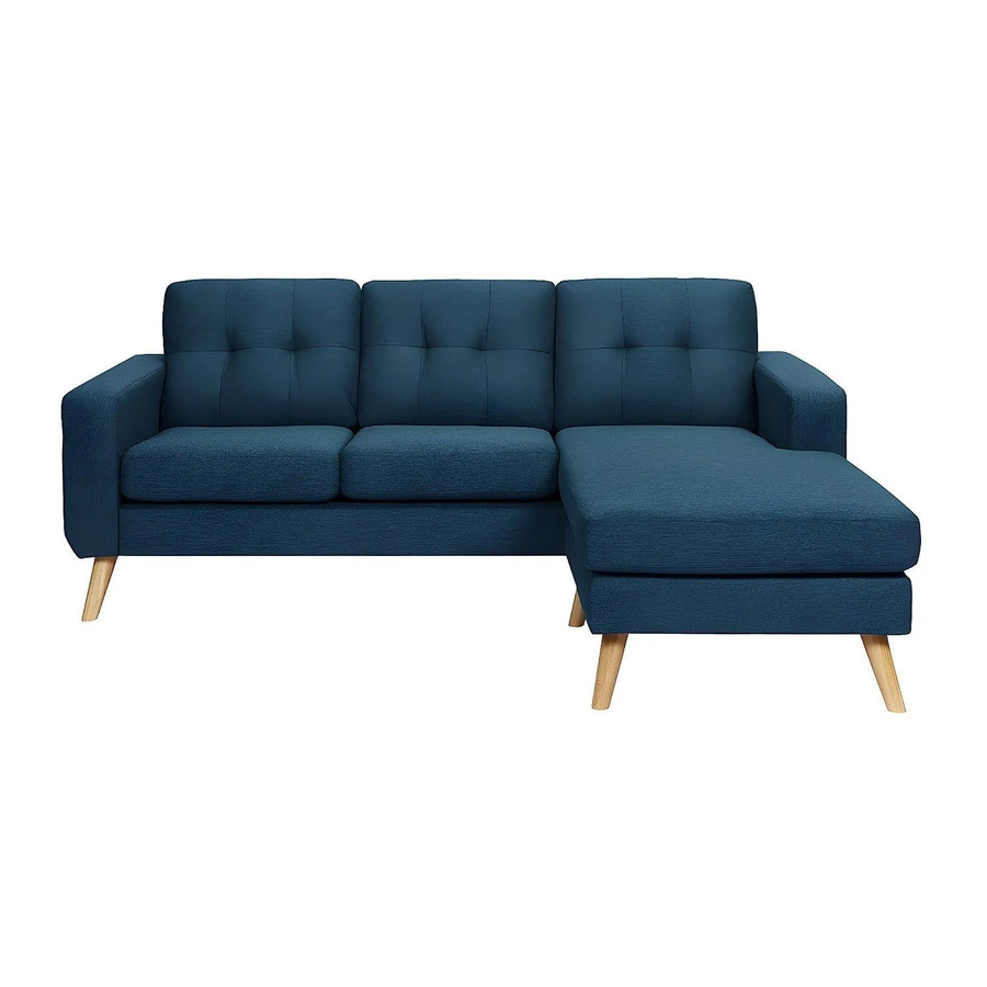 Vente-unique Sofa Bartolome in Blau, L-Form, Stoff, Breite: 198 cm - Bild 2