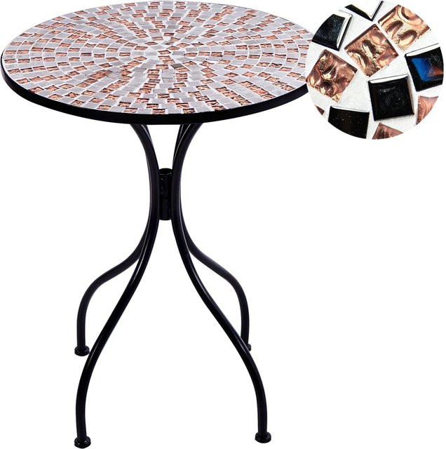 Beliani Gartentisch CARPINO in Schwarz Gold Grau, runder Metalltisch im Retro-Design, B/T/H: 60 x 60 x 74 cm - Bild 1