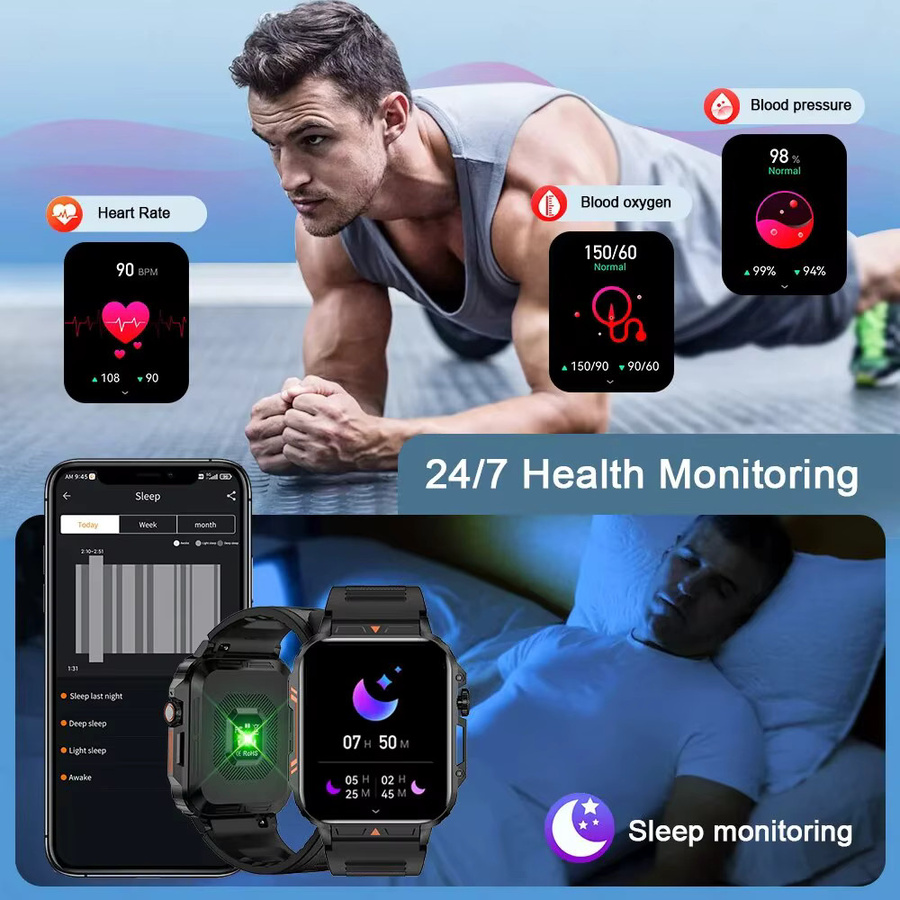 Lige Smartwatch mit 1,95 Zoll Bildschirm, IP68 wasserdicht, Gesundheitsüberwachung und Sport-Fitness-Funktionen, Farbe: Schwarz - Bild 4