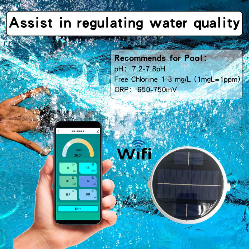 RCXAZ 7-in-1 Wasserqualitätsmonitor mit Solarbetrieb und Zigbee: Digitaler Wasserdichter Tester für Chlor, pH, TDS, EC, ORP, Salzgehalt und Temperatur für Schwimmbäder - Bild 5