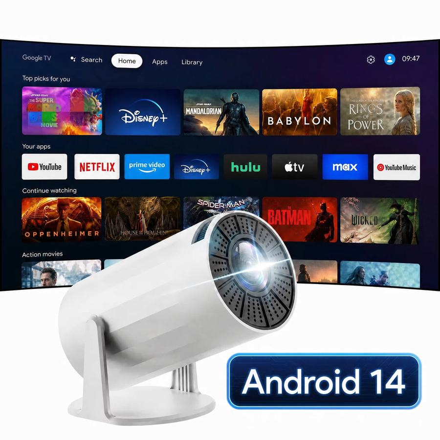 Salange X8Mini Smart-Projektor in Weiß mit Android 14, WiFi6, Bluetooth 5 und Full HD 1080P Unterstützung - Bild 6