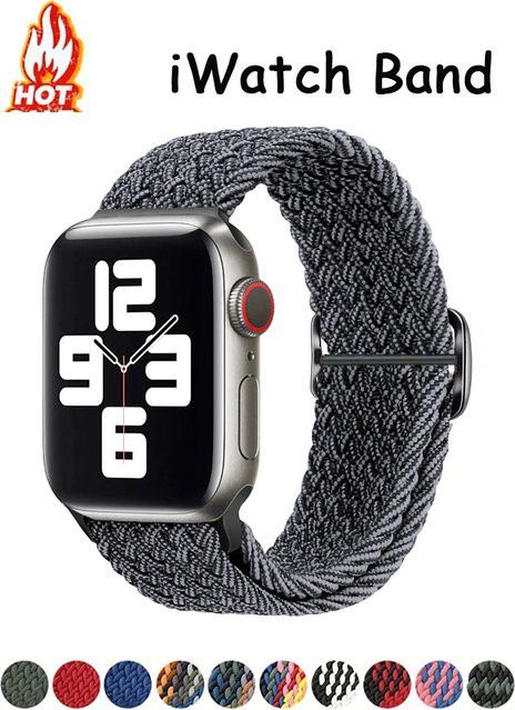 Elastisches geflochtenes Solo-Loop-Armband für Apple Watch in Grau - Bild 1