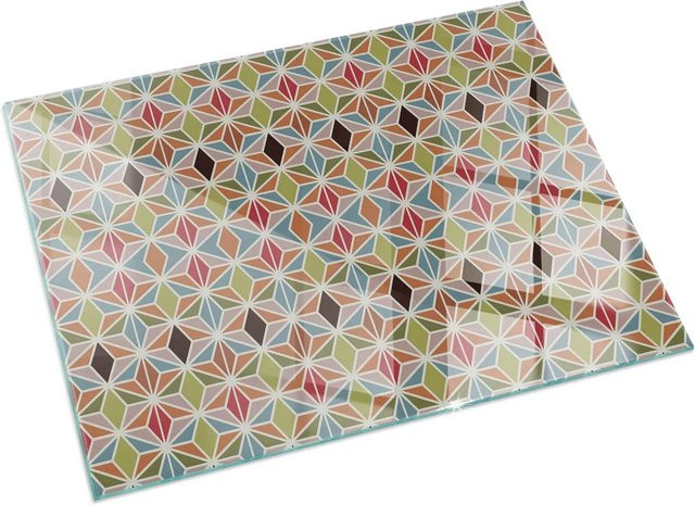 Tulup Glasplatte für Kaminöfen mit polygonalem Muster in Braun, B: 60 cm, T: 40 cm - Bild 1